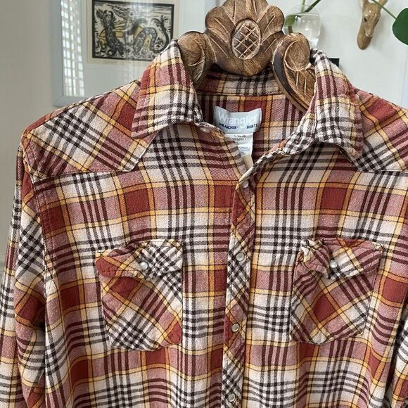 Wrangler Western Style Snap Front Plaid Flannel XL - Picture 1 of 7